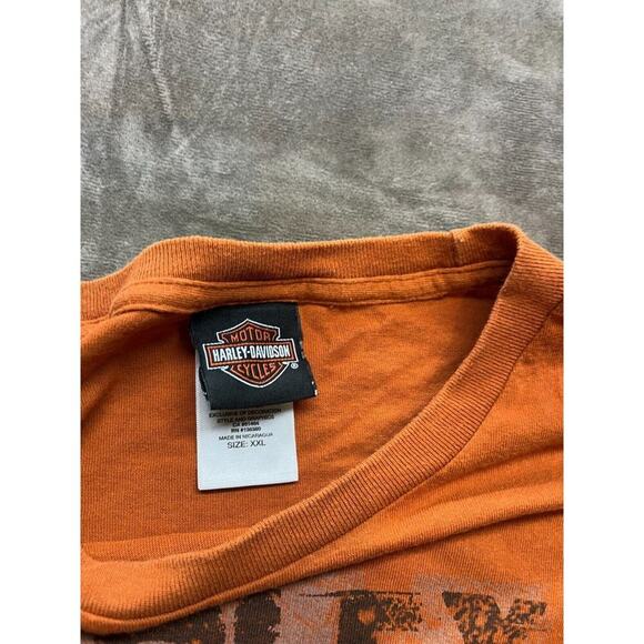 ST JOE Harley Davidson T Shirt ST JOSEPH MO LONG SLEEVE Skull Orange XXL - Picture 3 of 5